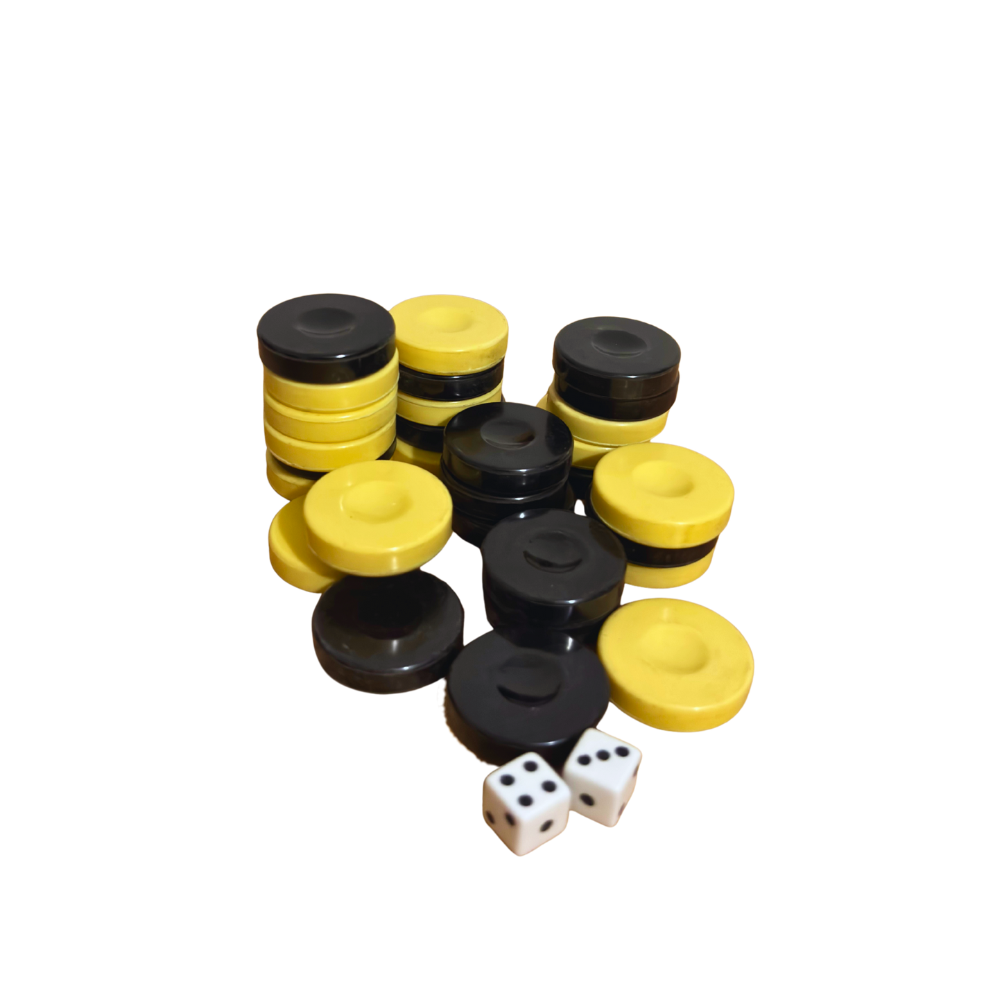 Set Originale di Pedine per Backgammon – Bianche e Nere con Dadi
