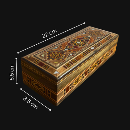 Şam Mozaik Kalem, Takı ve Tesbih Kutusu – Sedef Kakmalı El Yapımı