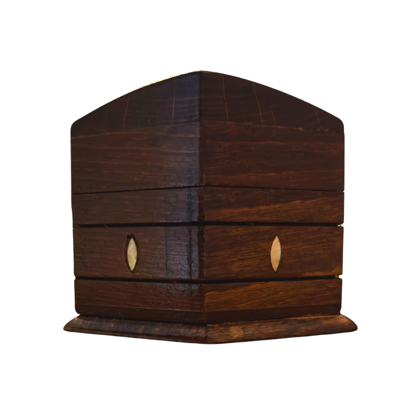 Handgesneden Beukenhouten Doos – Parelmoer & Fluwelen Binnenkant, Tijdloos Oosters Design