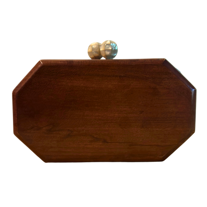 Jouri – Luxury Damascene Clutch with Mother of Pearl Rose Inlay & Pearl Rosary Chain