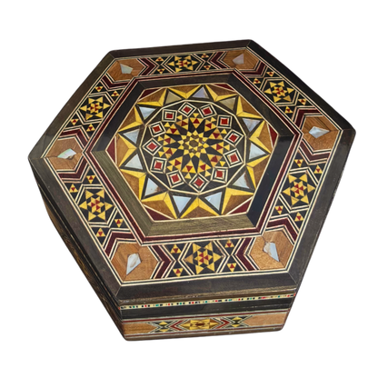 Handgemaakte Damascene Mozaïekdoos – Parelmoer & Fluweel