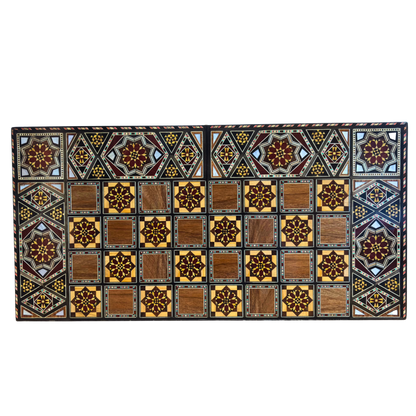 Tavolo da Backgammon e Scacchi Damaschino Fatto a Mano da Gaby Al Dayeh – Capolavoro con Intarsi in Madreperla