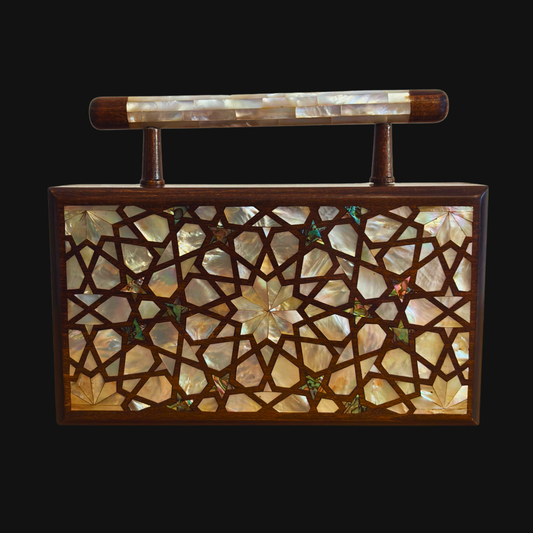 Falak – Luxury Damascene Clutch with Mother of Pearl & Brocade Interior
