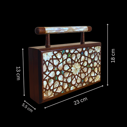 Falak – Luxury Damascene Clutch with Mother of Pearl & Brocade Interior