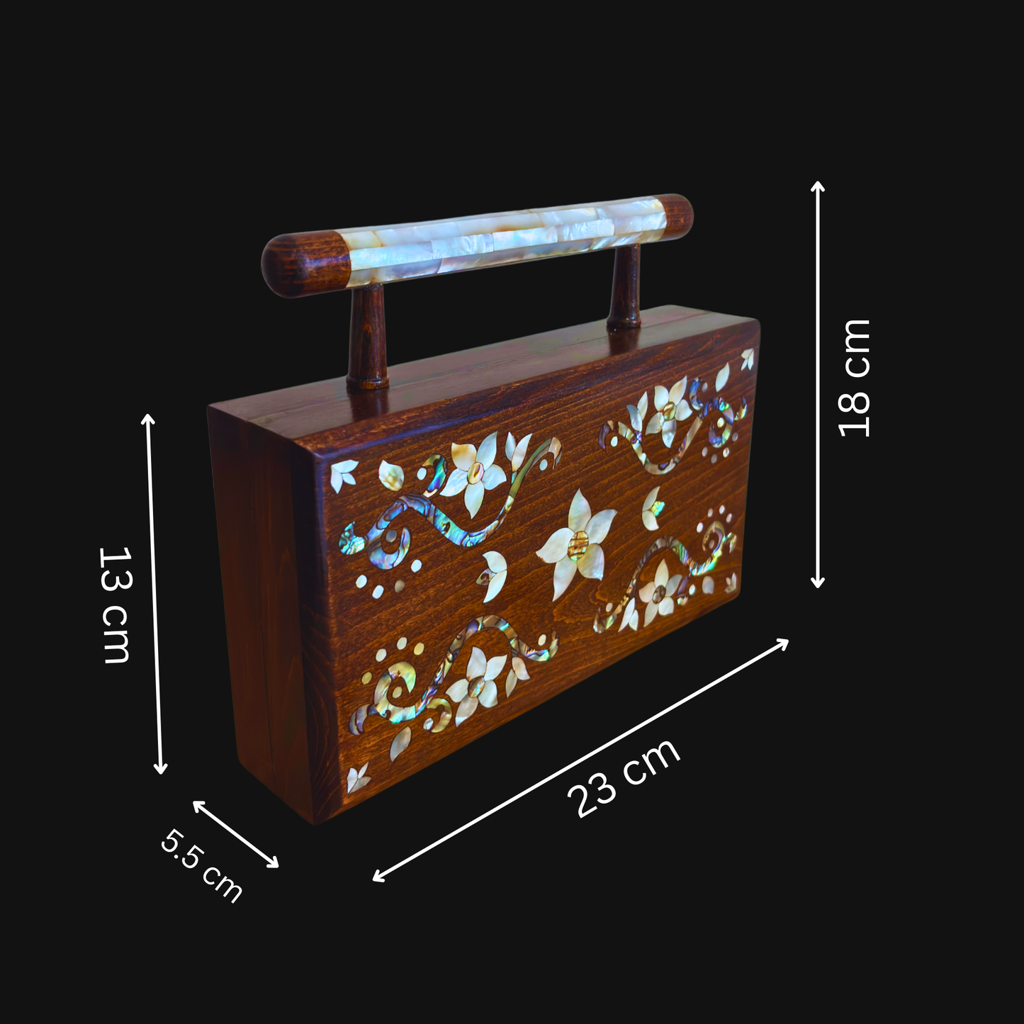 Sham – Pochette Damasquine de Luxe avec Nacre Florale & Brocart