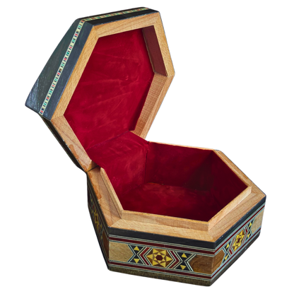 Handgemaakte Damascene Mozaïekdoos – Parelmoer & Fluweel
