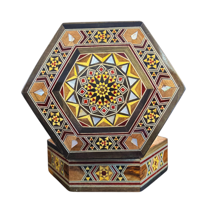 Handgemaakte Damascene Mozaïekdoos – Parelmoer & Fluweel