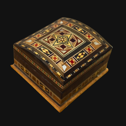 Handcrafted Mosaic Box – Traditional Damascus Art & Velvet Interior