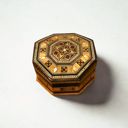 Caja de Mosaico Artesanal de Damasco – Arte Tradicional y Terciopelo