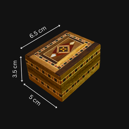 Handgefertigte Mosaik-Ringschatulle aus Damaskus – Holzkunst & Samt