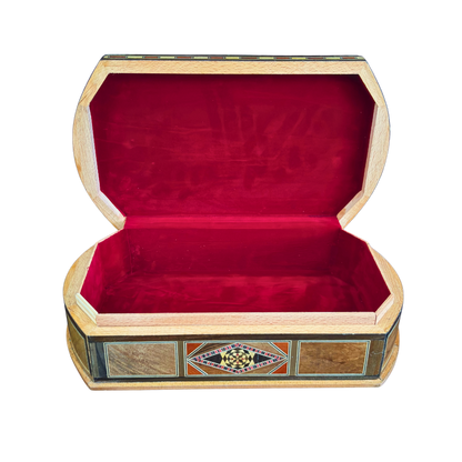 Elegant Mosaic Box – Damascene Art & Velvet Interior