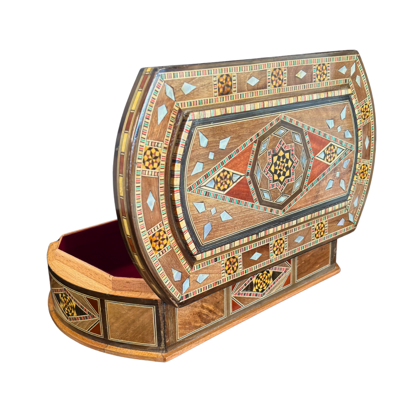 Elegant Mosaic Box – Damascene Art & Velvet Interior
