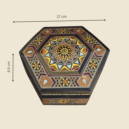 Handgemaakte Damascene Mozaïekdoos – Parelmoer & Fluweel