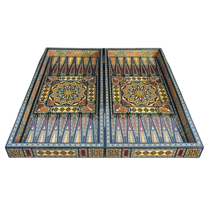 Luxuriöses Schach- & Backgammon-Set aus Damaskus – Mosaikkunst & Perlmutt