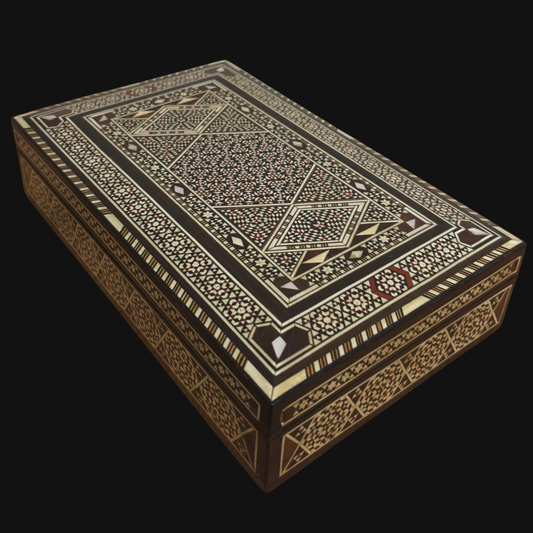 Caja Damasquina Vintage 1970 – Tesoro de Madera Hecho a Mano