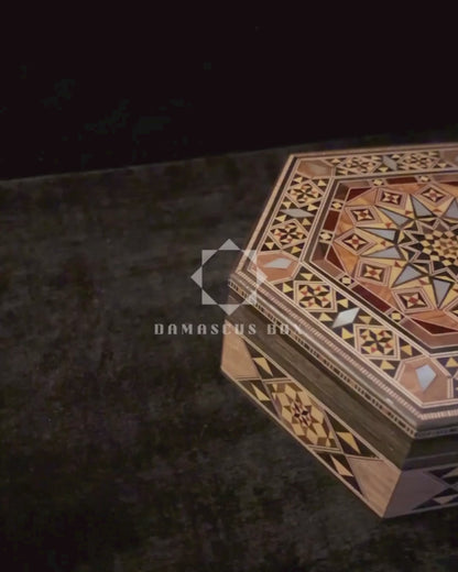 Scatola in Mosaico Damasceno Artigianale – Madreperla & Eleganza in Velluto