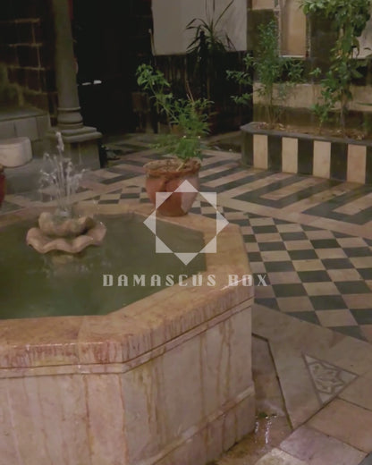 Yasmine – Luxury Damascene Clutch with Mother of Pearl Inlay & Brocade Interior